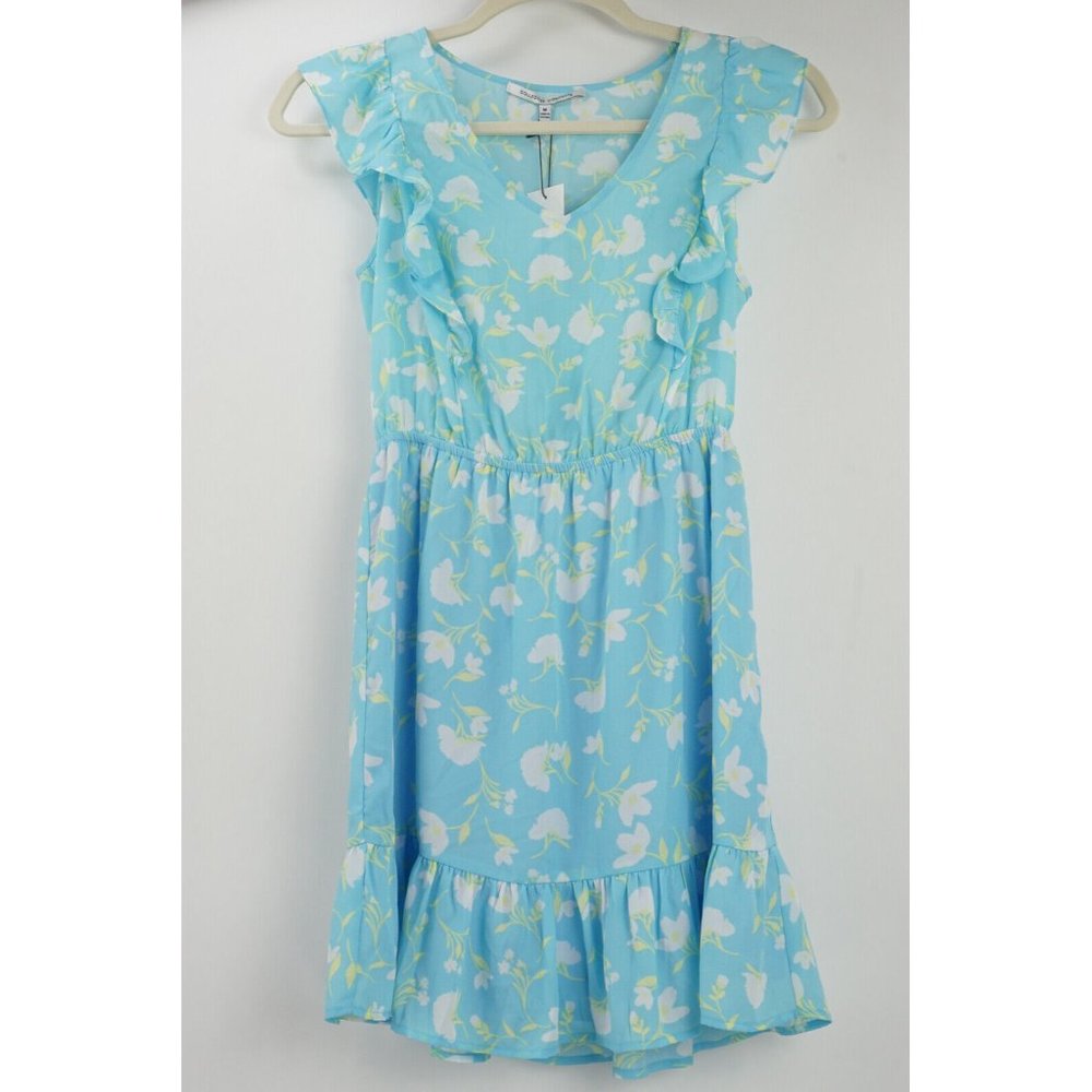 New Collective Concepts Women's Sz M Floral-Print V-Neck Sheath Dress Light Blue